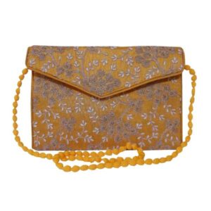 Bestickte Clutch-Handtasche mit goldenem Blumenmotiv – A4