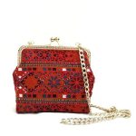Bestickte Clutch-Handtasche mit traditionellem geometrischen Muster – Bisheh