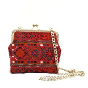 Bestickte Clutch-Handtasche mit traditionellem geometrischen Muster – Bisheh