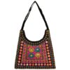 Ethnische Wildleder-Schultertasche im Boho-Stil, bestickt, Muster KF