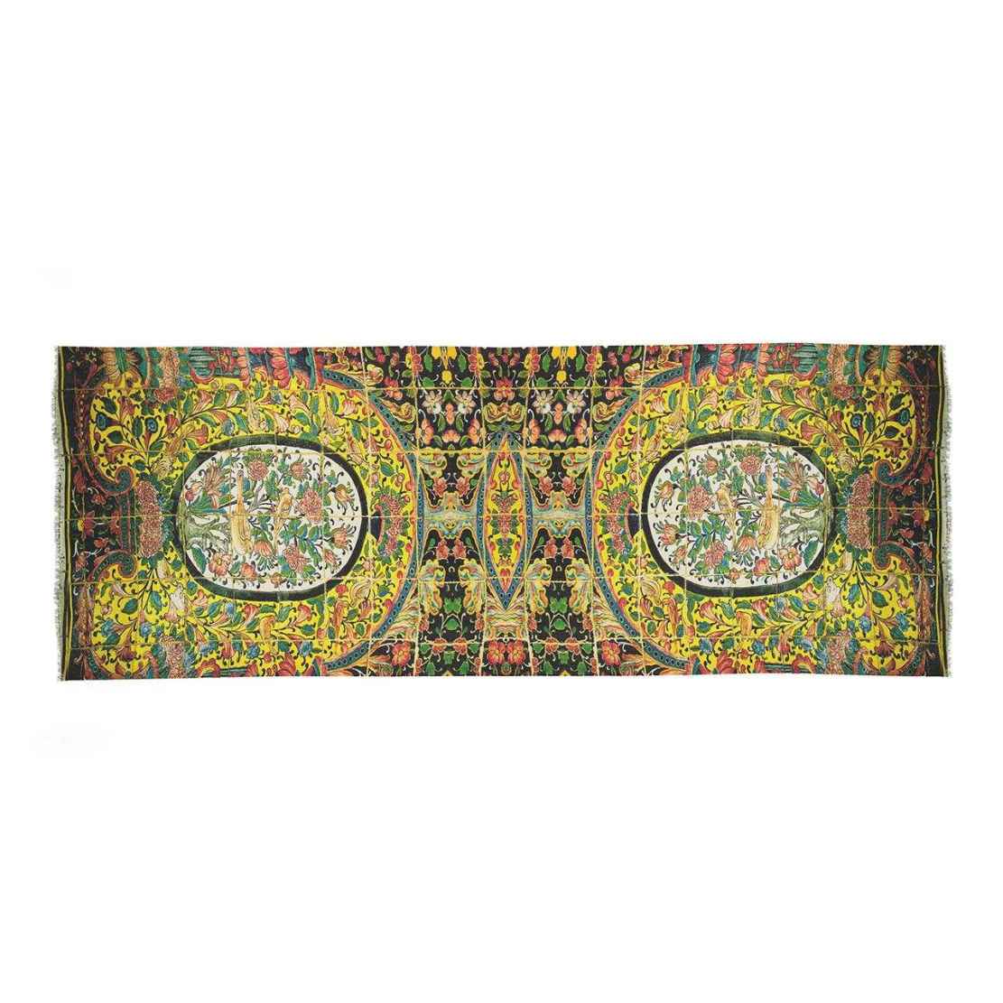 Persischer Bedruckter Schal für Frauen Künstlerisch Fliesendesign mit Blumen