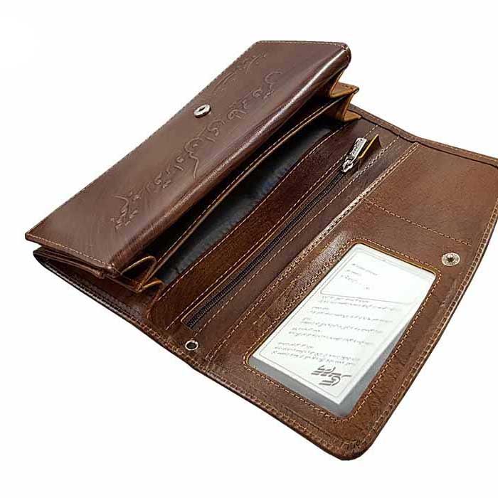 Persischer Leder-Langgeldbeutel für Damen mit Gedicht