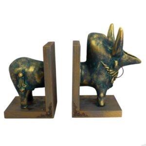 Zebu-inspirierter Buchstützen-Skulptur aus Polyester – geeignet für Themenräume
