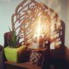 Persischer Ornament-Holz-Tischkerzenhalter mit Kalligraphie