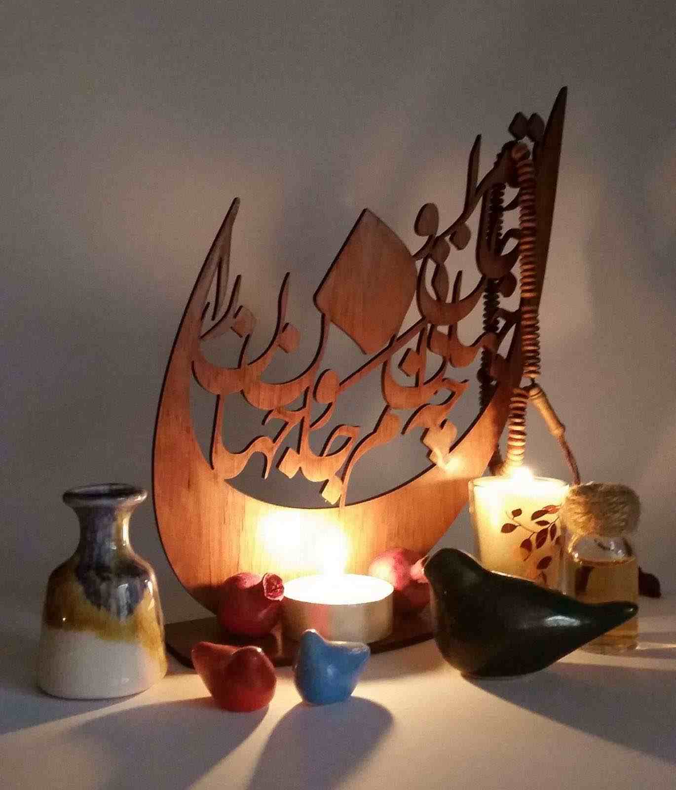 Persischer Ornament-Holz-Tischkerzenhalter Tomara