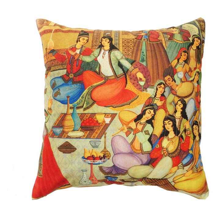 Eklektisches Samt-Hocker & Kissen-Set, inspiriert von persischer Kunst