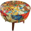 Eklektisches Samt-Hocker & Kissen-Set, inspiriert von persischer Kunst