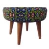 Traditioneller roter persischer Hocker mit Holzbeinen und Samtstoff, Slimi