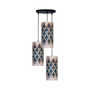 Stoff Cluster Pendelleuchte mit Samt Zylinderschirm MA70