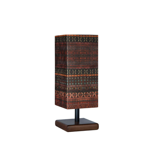 Minimalistische Persische Holz-Tischlampe & Nachttisch, handgefertigt MT70