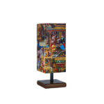 Minimalistische Persische Holz-Tischlampe & Nachttisch, handgefertigt Shahnameh