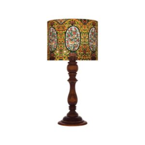 Traditionelle Holz-Tischlampe mit Lampenschirm Blumen