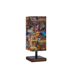 Minimalistische Persische Holz-Tischlampe & Nachttisch, handgefertigt Shahnameh