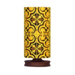 Minimalistische Persische Holz-Tischlampe & Nachttisch, zylindrisch, handgefertigt Fliese