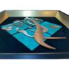 Eingefasste persische Marqueterie Metall-Kalligraphie Kupferkunst Auge