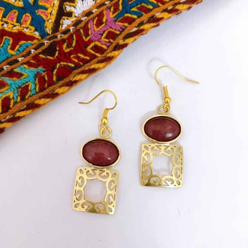 Messing-Ohrringe Modell Roter Achat