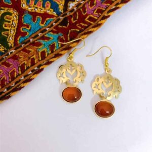 Messing-Ohrringe mit Orangefarbenem Achat