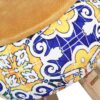 Runder Samt-Hocker, inspiriert von persischer Kunst, Floral