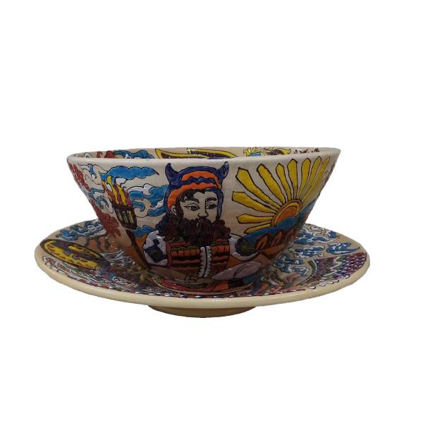 Set von Handgefertigten Dekorativen Töpferplatten & Schalen Shahnameh