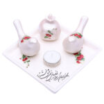Set aus persischen Töpfer Teelicht Haltern Vögel & Granatapfel