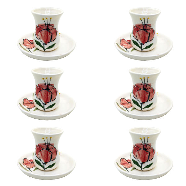 Persisches Teetassenset mit Untertasse - Shaghayegh-Blumen-Keramik