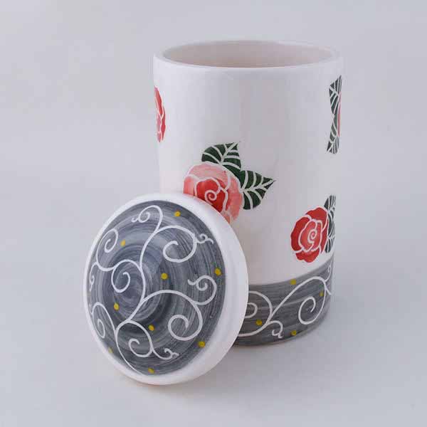 Keramik-Vorratsglas – Handgefertigt mit Rosenmuster