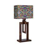 Persische Akzent-Tischlampe aus Holz mit handgefertigter Fliese