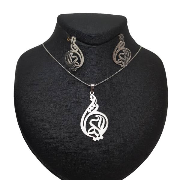 Set aus persischer Silberkette & Ohrringen Modell Ordibehsht Symbol