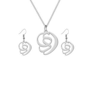 Set aus persischer Silberkette & Ohrringen Modell Dey Symbol