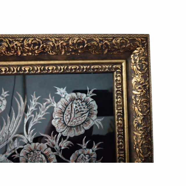 Handgefertigte, gerahmte persische gravierte Kupferkunst Vögel – Traditionelle Wanddekoration