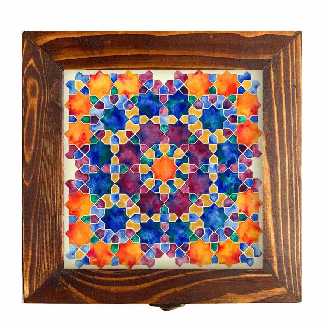 Holzbox zum Verschenken mit persisch inspiriertem Muster Fliesen