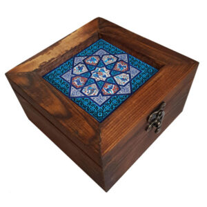 Holzbox zum Verschenken mit persisch inspiriertem Muster Blau