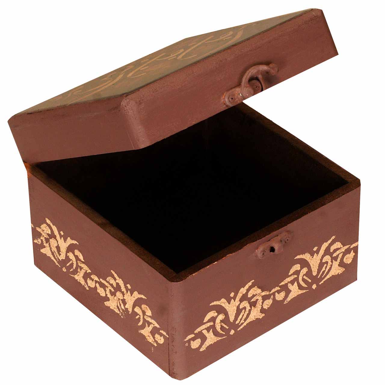 Holzbox zum Verschenken mit persisch inspiriertem Muster Gedicht