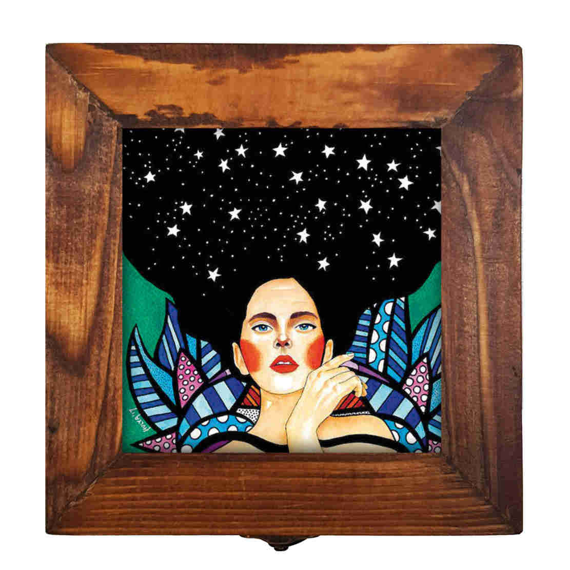 Holzbox zum Verschenken mit persisch inspiriertem Muster Bildlich