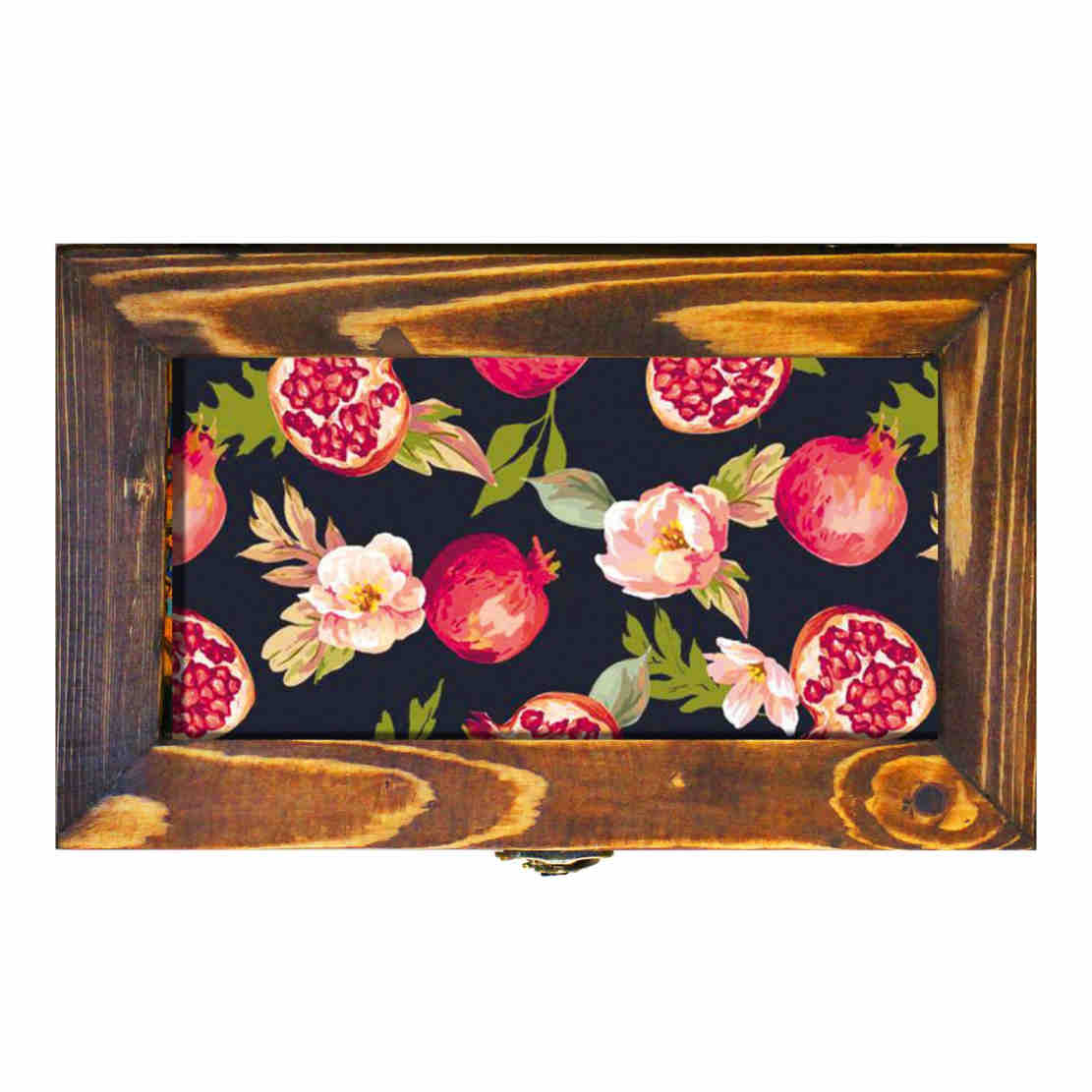 Holzbox zum Verschenken mit persisch inspiriertem Muster Granatapfel