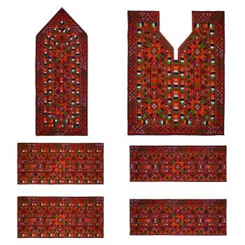 Handgefertigtes Balochi besticktes Kleidungsstück - Rot