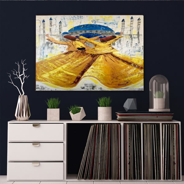Persischer Holzposter-Druck - Sama Tänzer Wandkunst