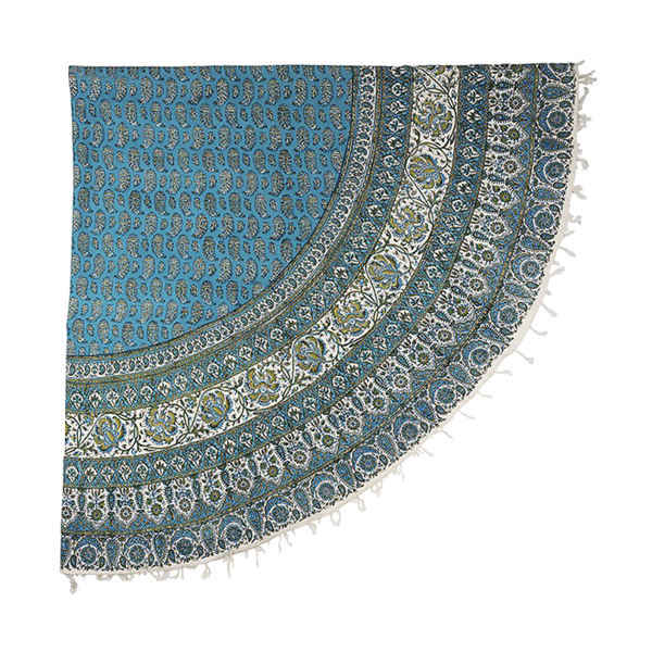 Persisches Tischtuch: Isfahans traditionelle Kalamkari Blockdruck Rund