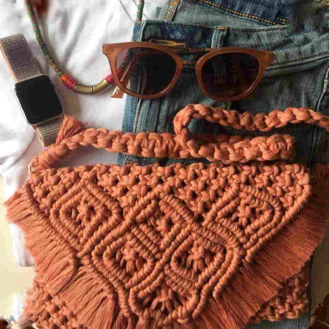 Macrame Clutch Handbag in Boho Style – Model Gandom