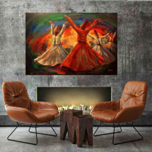 Persischer Holzposter-Druck – Sama Tänzer Wandkunst