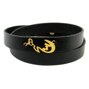 Persisches Lederarmband für Männer und Frauen – Schwarz Hich