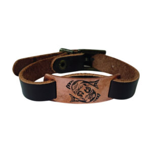 Leder- und Kupferarmband künstlerisch – Esfand-Symbol