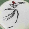 Persischer bestickter Wandteppich – Kalligrafie-Schleife im Stil des Sama-Tanzes, Textilkunst