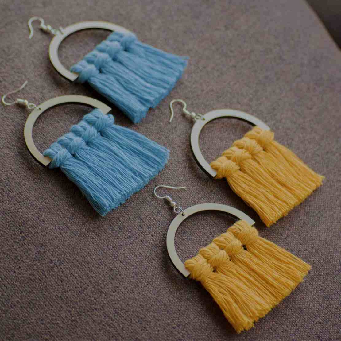 Makramee Quastenohrringe Modell Kreis