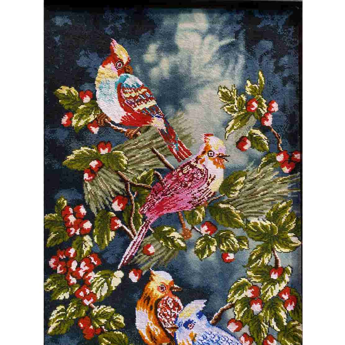 Handgeknüpfter persischer Bildteppich aus Tabriz, der einen Vogel darstellt