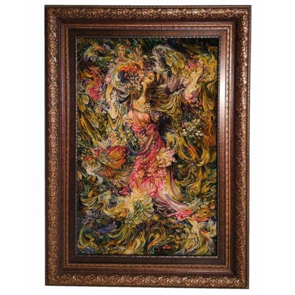 Handgeknüpfter persischer Wandteppich aus Tabriz, der den Frühjahrsduft Miniatur darstellt