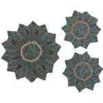 Set aus 3 persischen Tischdecken, luxuriös Yazds Termeh Star