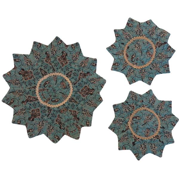 Set aus 3 persischen Tischdecken, luxuriöses Yazd-Termeh, Modell Stern
