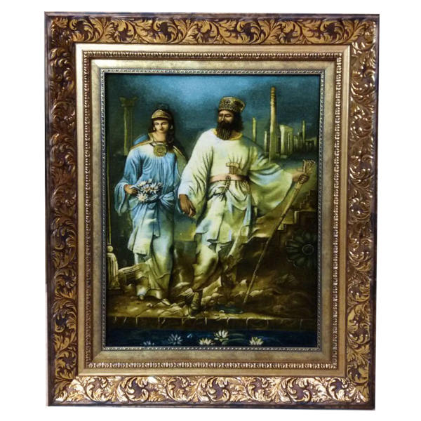 Handgeknüpfter persischer Bildteppich aus Tabriz, der Cyrus & Mandane darstellt