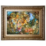 Handgeknüpfter persischer Wandteppich aus Tabriz, der die Miniatur von Dayereh Hasti darstellt
